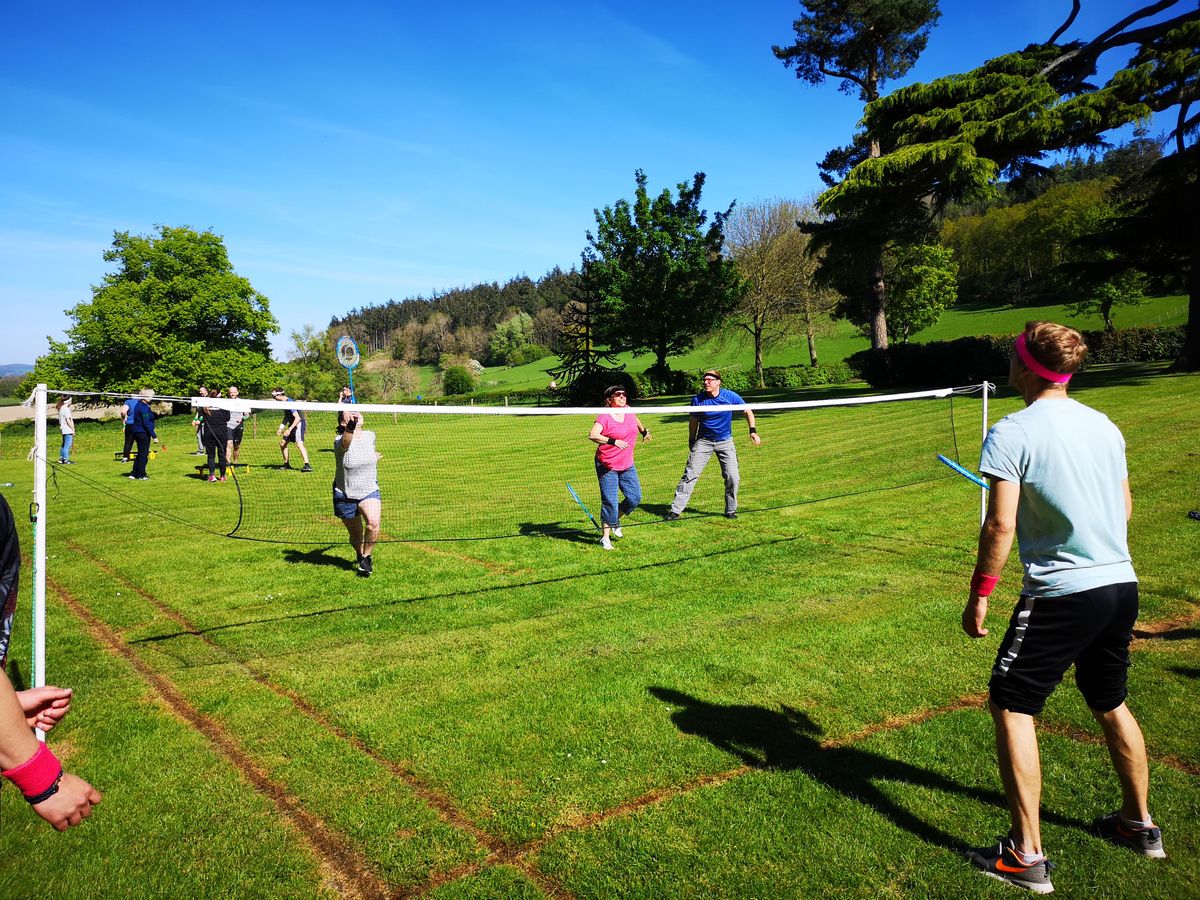 Badminton on the grounds at Pentrenant Hall